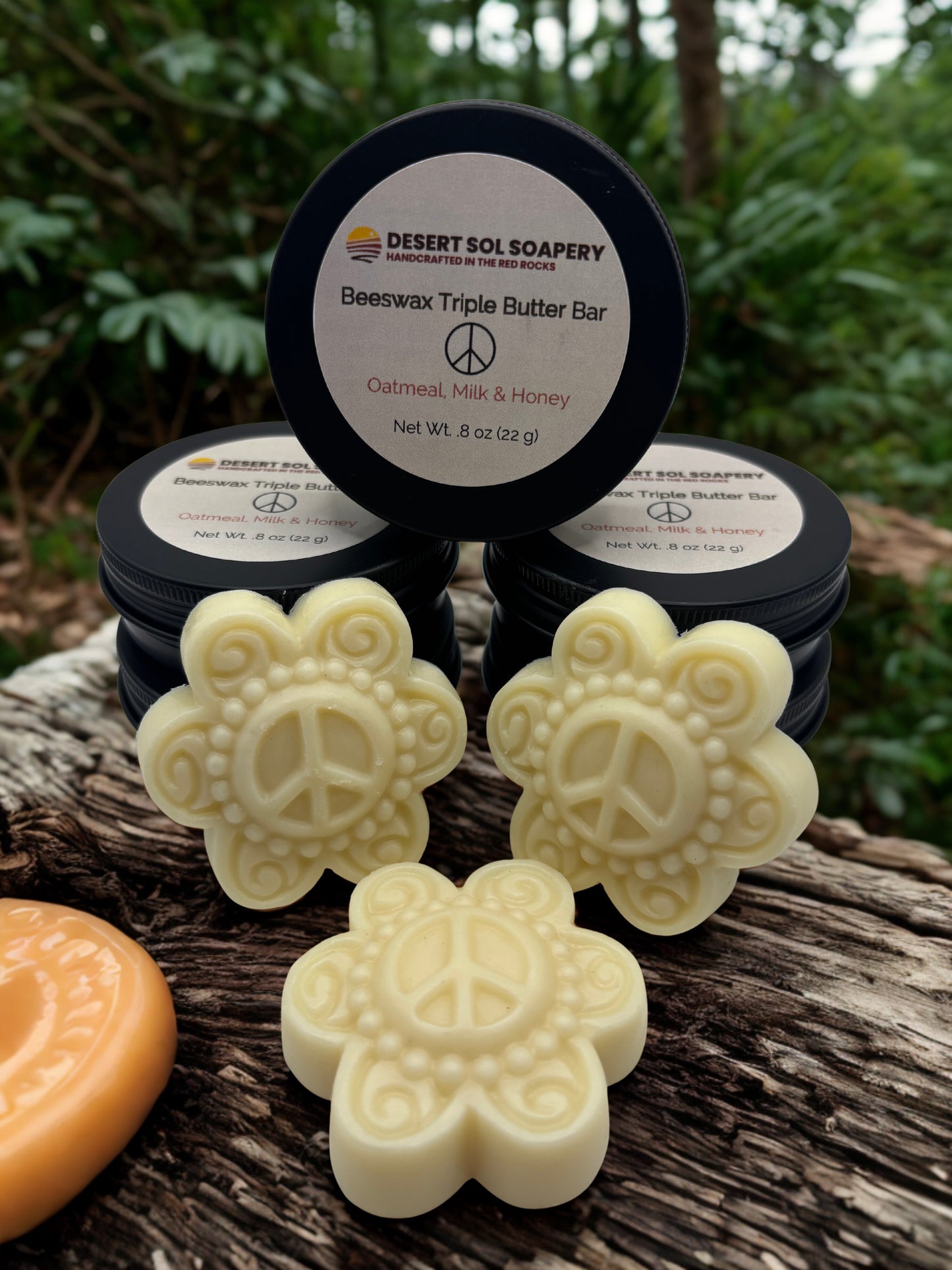 Beeswax Triple Butter Solid Lotion Bar - Peace Sign .8 oz