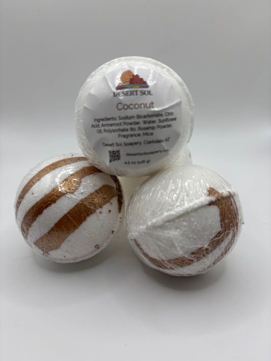 Coconut Bath Bomb 4.5 oz Round
