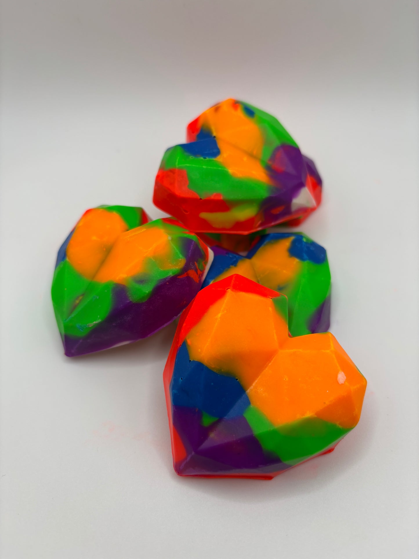Neon Candy Rainbow - Geometric Hearts