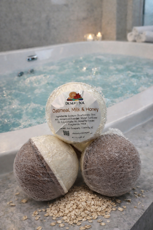 Bath Bombs - 4.5 oz Round - Oatmeal, Milk & Honey
