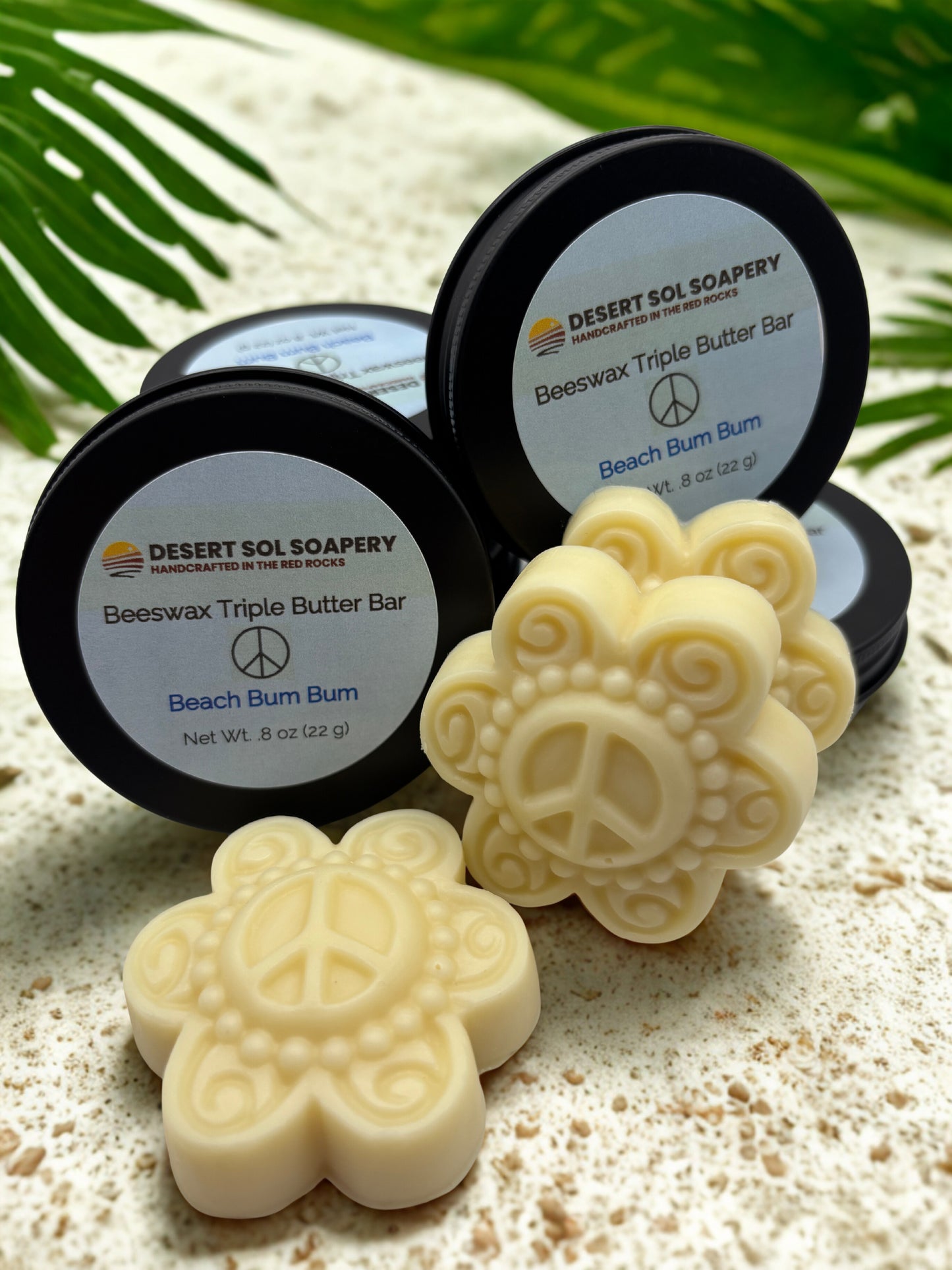 Beeswax Triple Butter Solid Lotion Bar - Peace Sign .8 oz