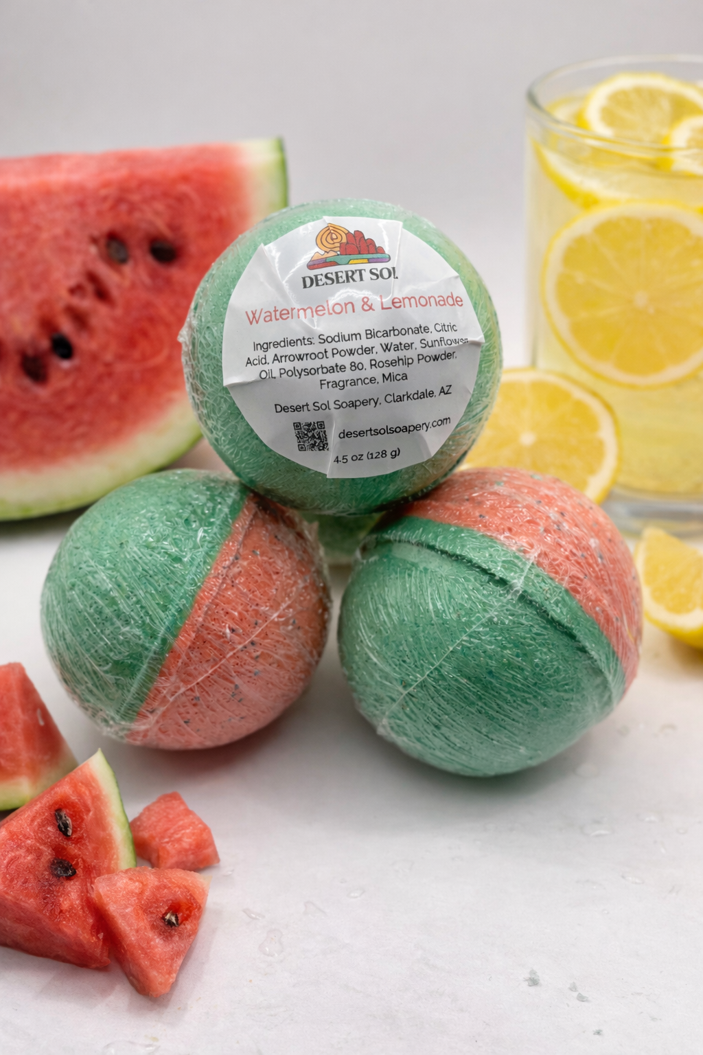 Watermelon & Lemonade Bath Bomb 4.5 oz Round